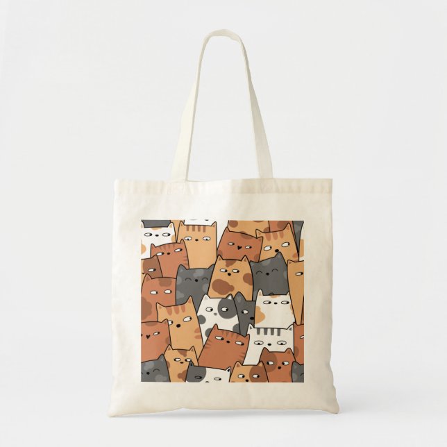 illustrated cats design tote bag (Front)