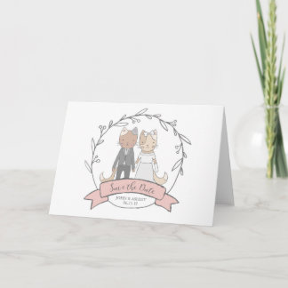 Illustrated Cats Save the Date Wedding Announcement