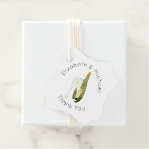 Illustrated Champagne Toast Thank You Favor Tags