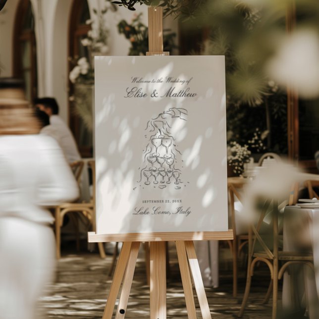 Illustrated Champagne Tower Wedding Welcome Foam Board (Creator Uploaded)