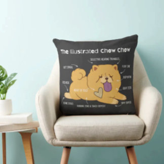 ILLUSTRATED CHOW 2 sizes Throw Pillow