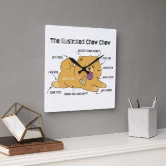 ILLUSTRATED CHOW  SQUARE WALL CLOCK