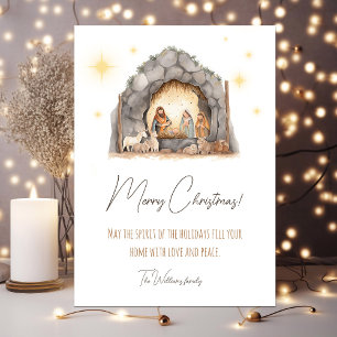 Illustrated Christmas Card Nativity Scene