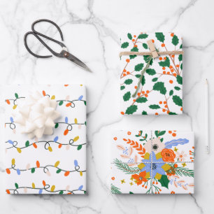 Illustrated Christmas Muted Colors Wrapping Paper