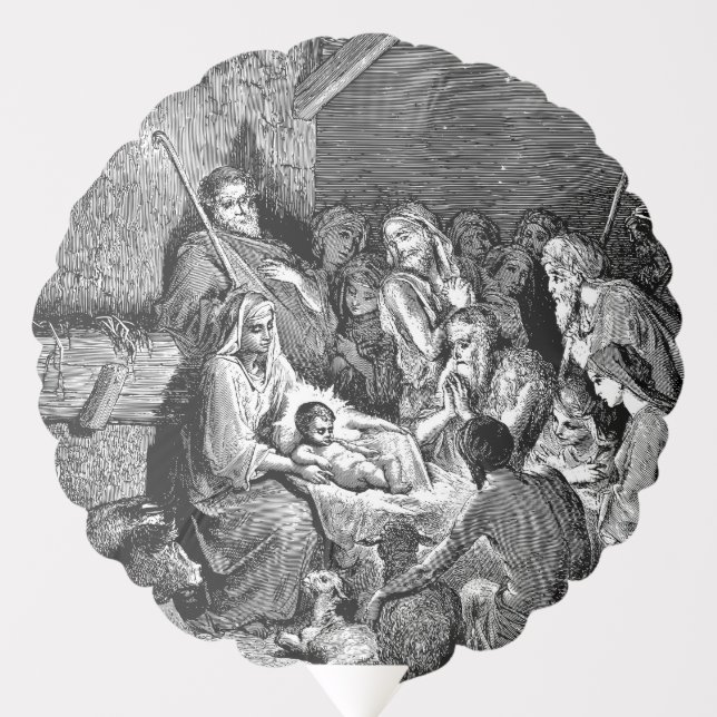 Illustrated Christmas Nativity Scene Balloon (Front)