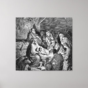 Illustrated Christmas Nativity Scene Canvas Print