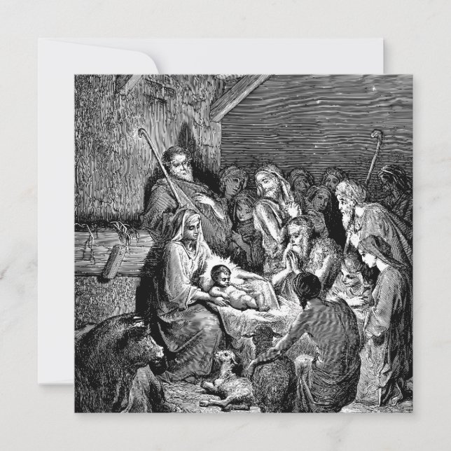Illustrated Christmas Nativity Scene Card (Front)