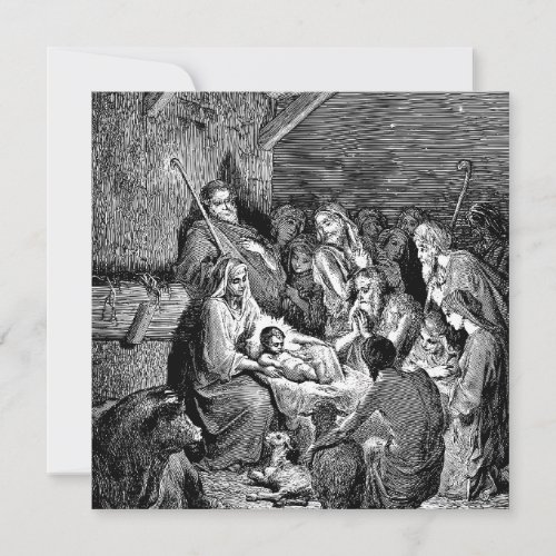 Illustrated Christmas Nativity Scene Card
