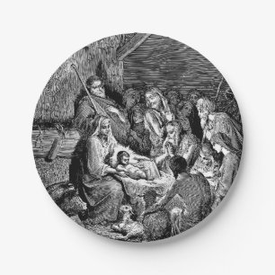 Illustrated Christmas Nativity Scene Paper Plates