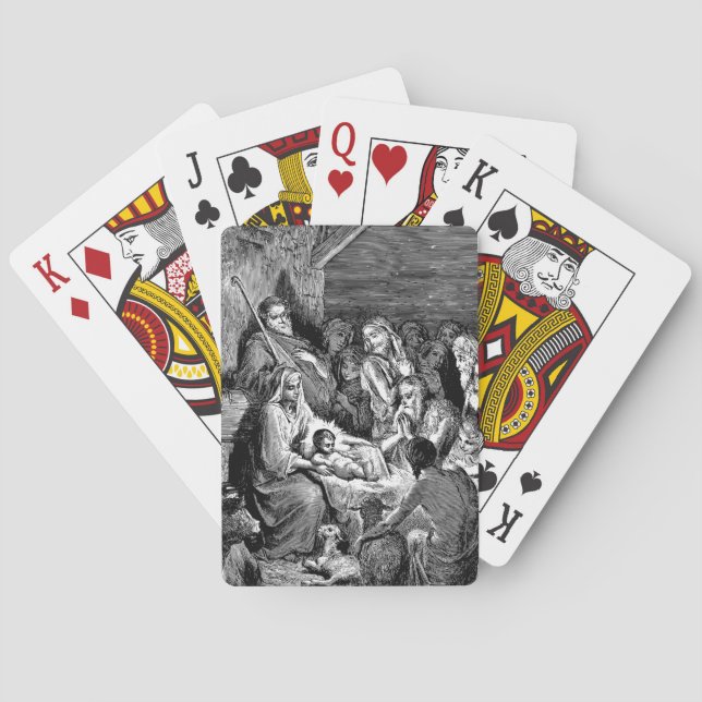 Illustrated Christmas Nativity Scene Poker Cards (Back)