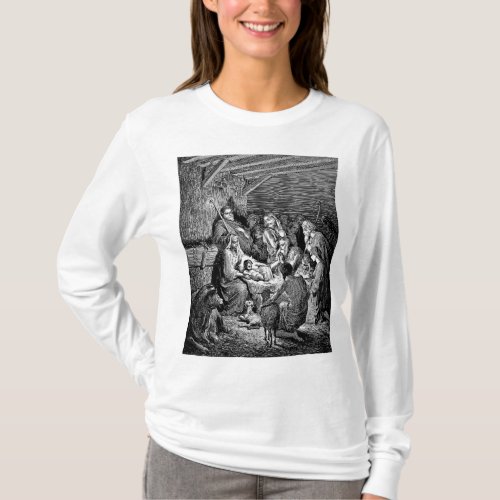 Illustrated Christmas Nativity Scene T_Shirt