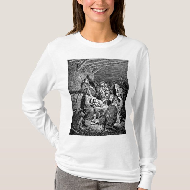 Illustrated Christmas Nativity Scene T-Shirt (Front)