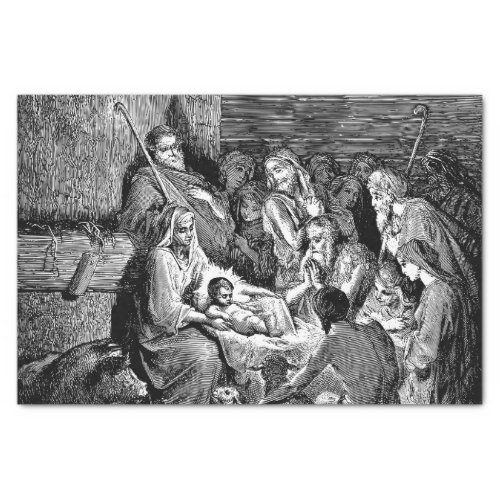 Illustrated Christmas Nativity Scene Tissue Paper