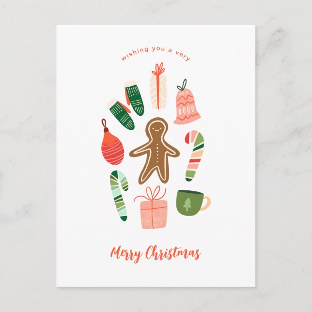 Illustrated Christmas Ornament Postcard (Front)