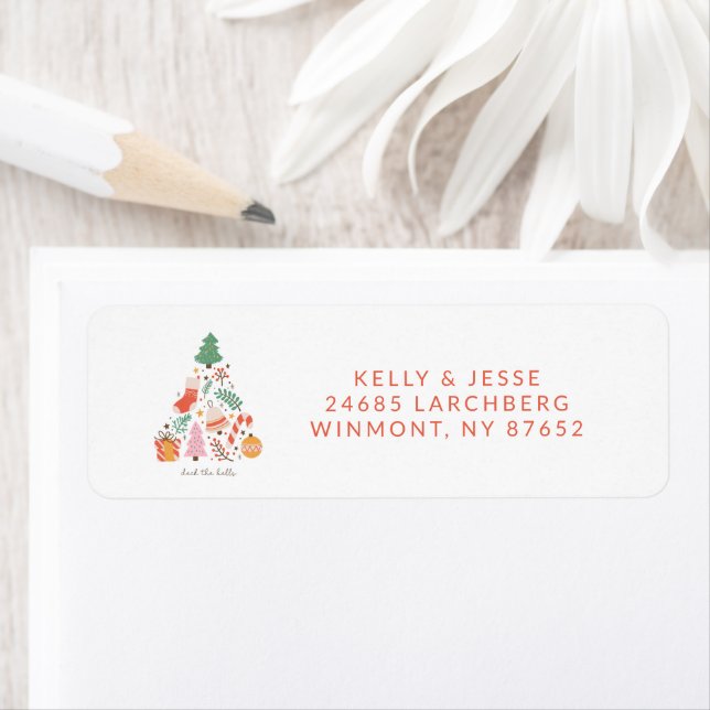Illustrated Christmas Pattern Return Address Label (Insitu)