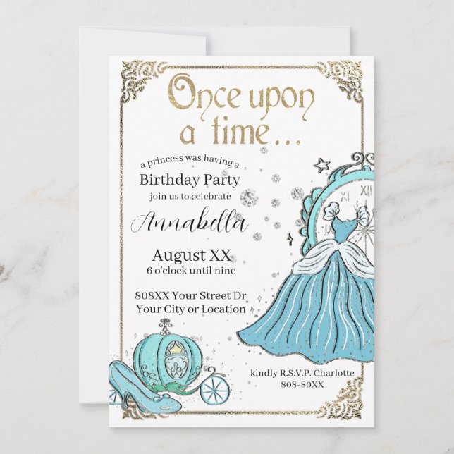 Illustrated Cinderella Fairy Tale Theme Invitation (Front)