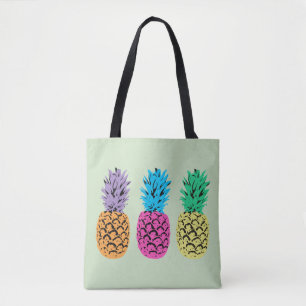 Illustrated colorful Pineapples Tote Bag