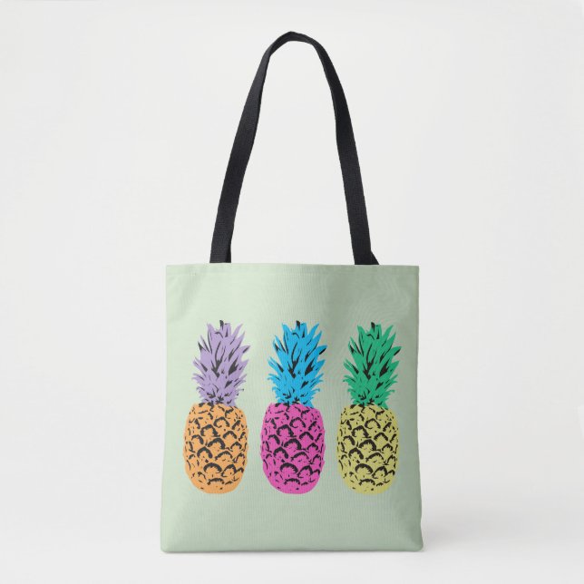 Illustrated colorful Pineapples Tote Bag (Front)