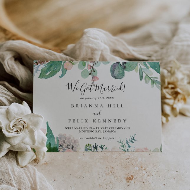 Illustrated Colorful Tropical Floral Elopement Announcement (Creator Uploaded)