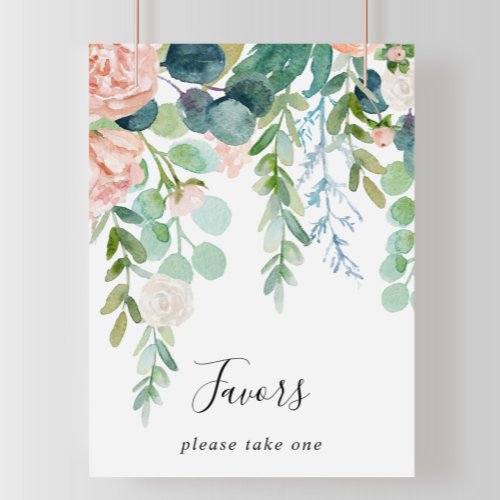 Illustrated Colorful Tropical Floral Favors Sign