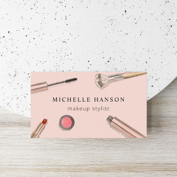 Illustrated Cosmetics Makeup Stylist Blush Business Card by beckynimoy at Zazzle