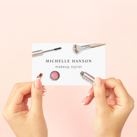 Illustrated Cosmetics Makeup Stylist White Business Card