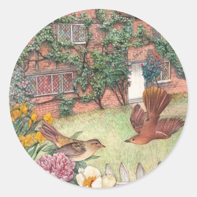 Illustrated cotswolds cottage garden label (Front)