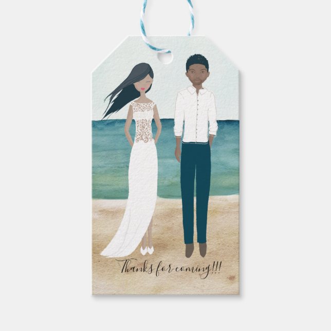 Illustrated Couple Wedding Gift Tags (Front)