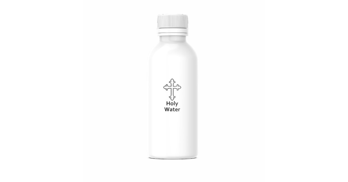 Plastic Bottle for Holy Water with Gold Cross, 2 oz.