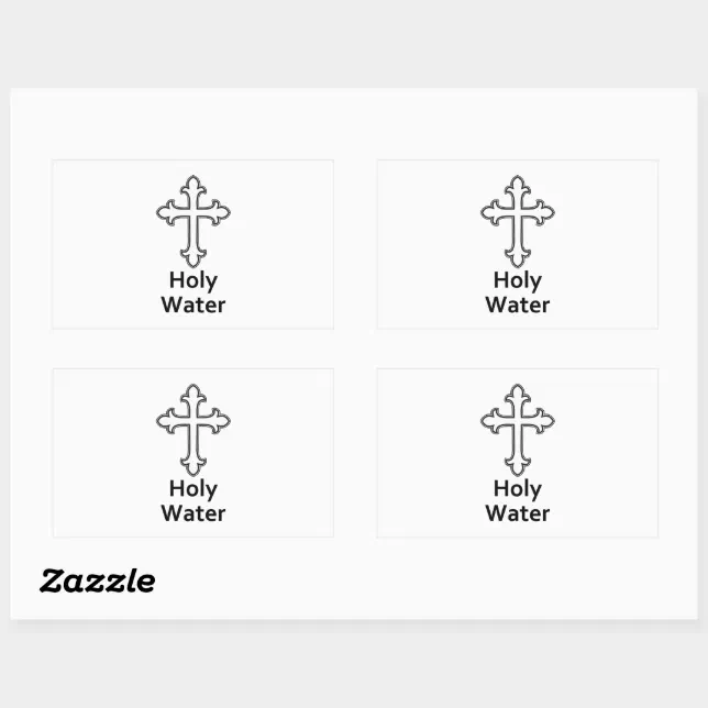 Church Water Sticker Examples Illustrated Cross Holy Water Church Rectangular Sticker | Zazzle