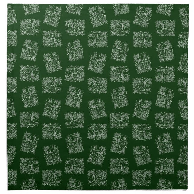 Illustrated Deer Print Pattern Nature Animal Art Cloth Napkin (Front)