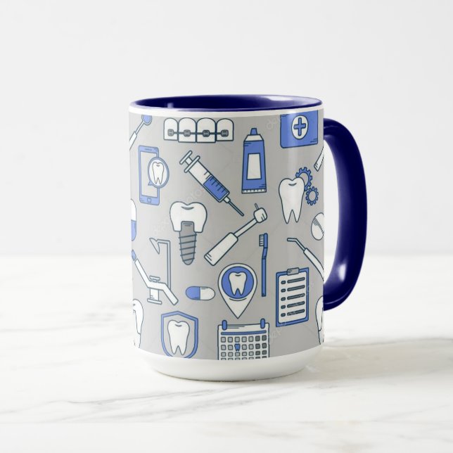 Illustrated Dentist Symbols Mug (Front Right)
