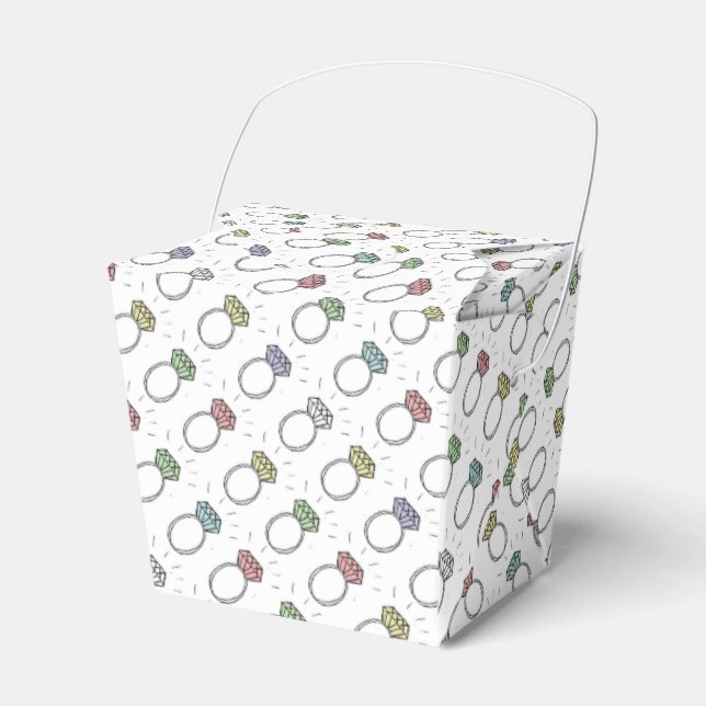 Illustrated Diamond Rings Favor Boxes (Front Side)