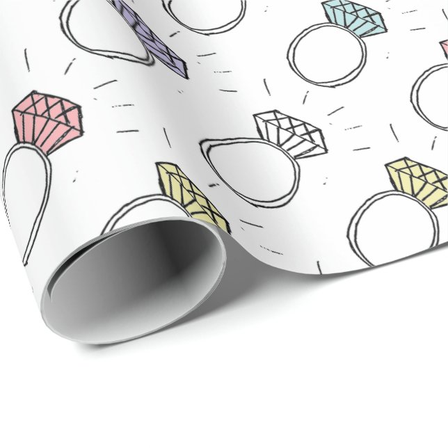 Illustrated Diamond Rings Pattern Wrapping Paper (Roll Corner)
