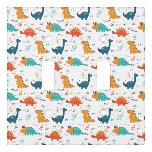 Illustrated Dinosaurs background Light Switch Cover