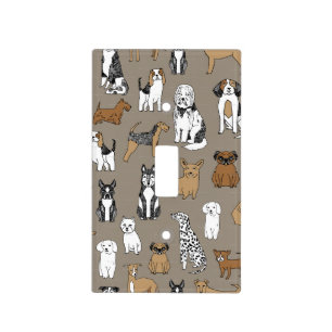 Illustrated dogs background light switch cover