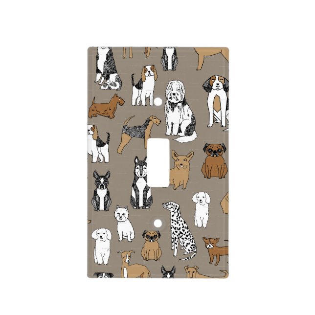 Illustrated dogs background light switch cover (Front)