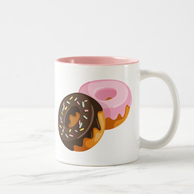Illustrated Donuts Background Two-Tone Coffee Mug (Right)
