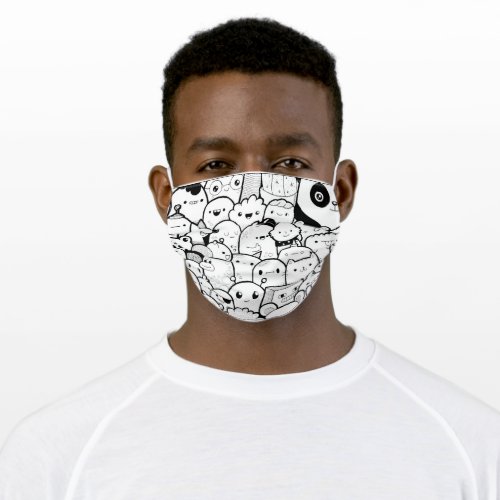 Illustrated Doodle Faces Adult Cloth Face Mask