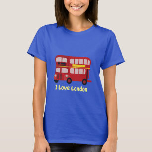 Illustrated Double Decker London Red Bus T-Shirt