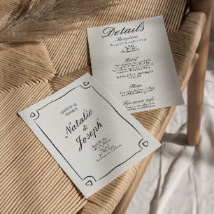 Illustrated Drawn Whimsical All In One Fun Wedding Invitation