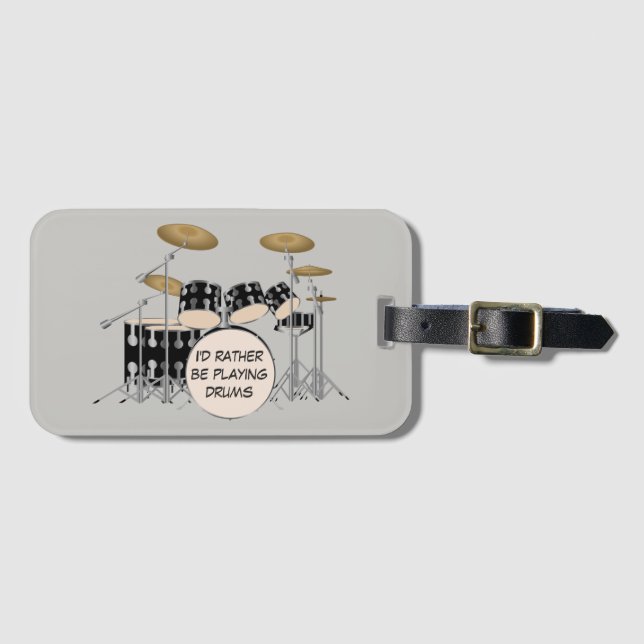 Illustrated Drum Set Luggage Tag (Front Horizontal)