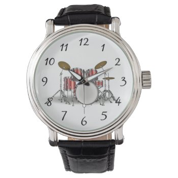 Illustrated Drum Set Watch by paul68 at Zazzle
