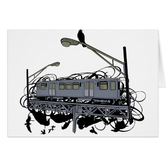 Illustrated El Train & Crows (Front Horizontal)