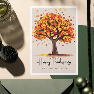 Illustrated fall trees holiday happy thanksgiving card