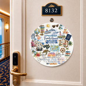 Illustrated Family Reunion Cruise Door Car Magnet