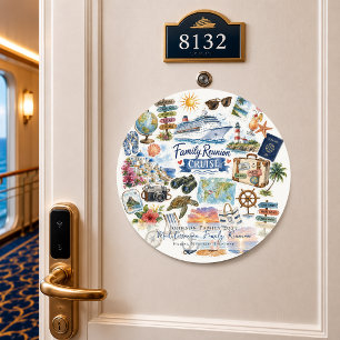 Illustrated Family Reunion Cruise Door Car Magnet