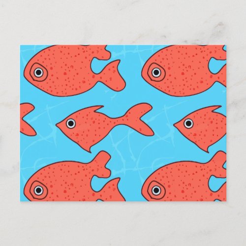 Illustrated Fantasy Fish  School of Friends Postcard