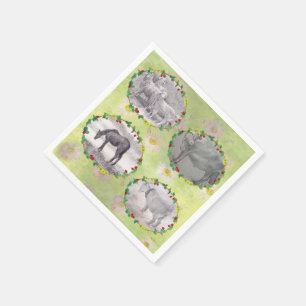 Illustrated Farm Animals on Wildflower Napkins