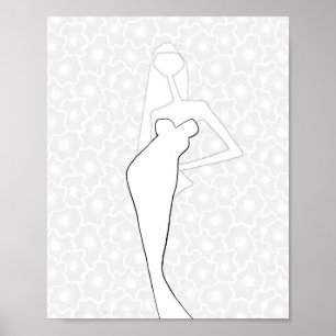 Illustrated Fashion Wedding Bride Coloring Page Poster